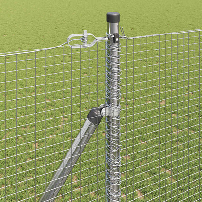 Zaun mit Pfosten Silber 1,5 x 50 m Stahl