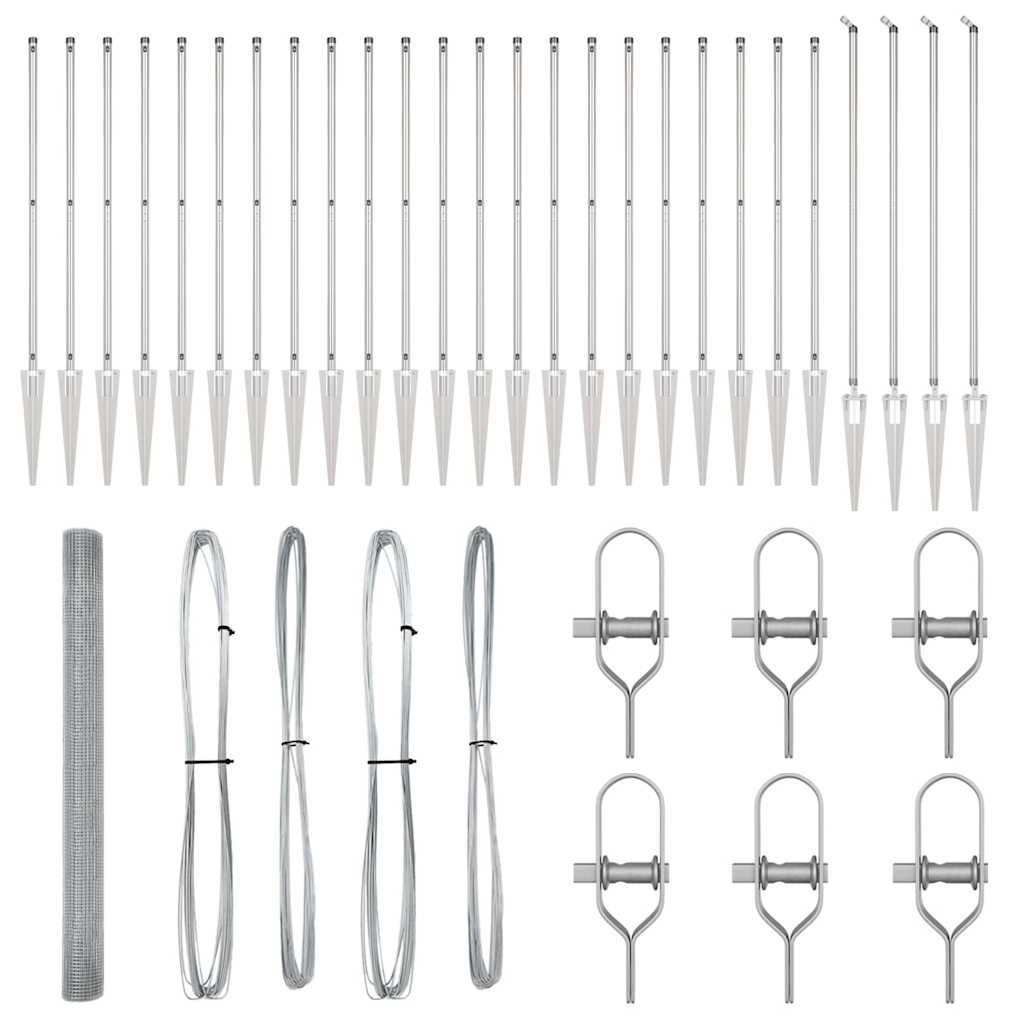 Zaun mit Pfosten Silber 1,5 x 50 m Stahl