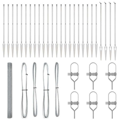 Zaun mit Pfosten Silber 1,5 x 50 m Stahl