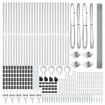 Zaun mit Pfosten Silber 1,6 x 50 m Stahl