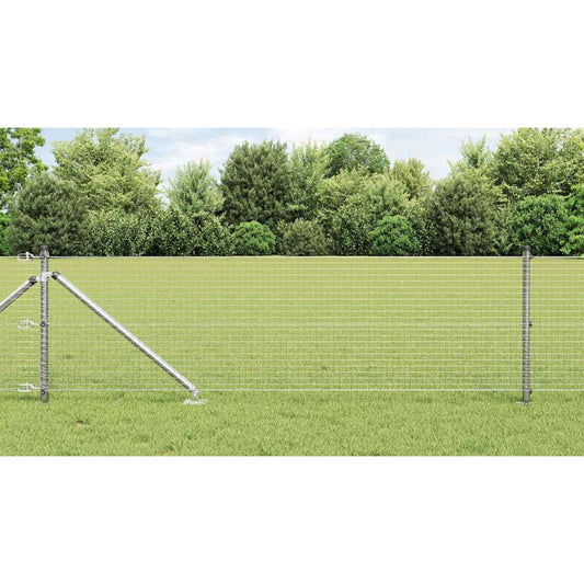 Zaun mit Pfosten Silber 0,4 x 100 m Stahl