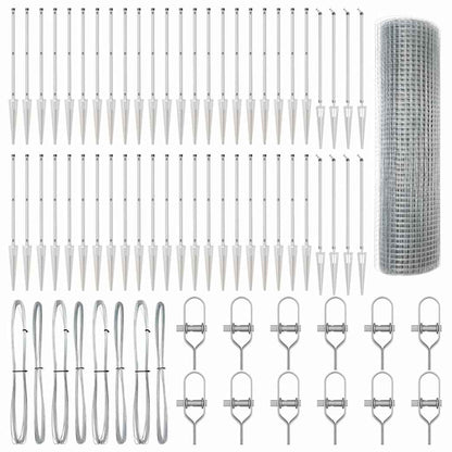 Zaun mit Pfosten Silber 0,5 x 100 m Stahl