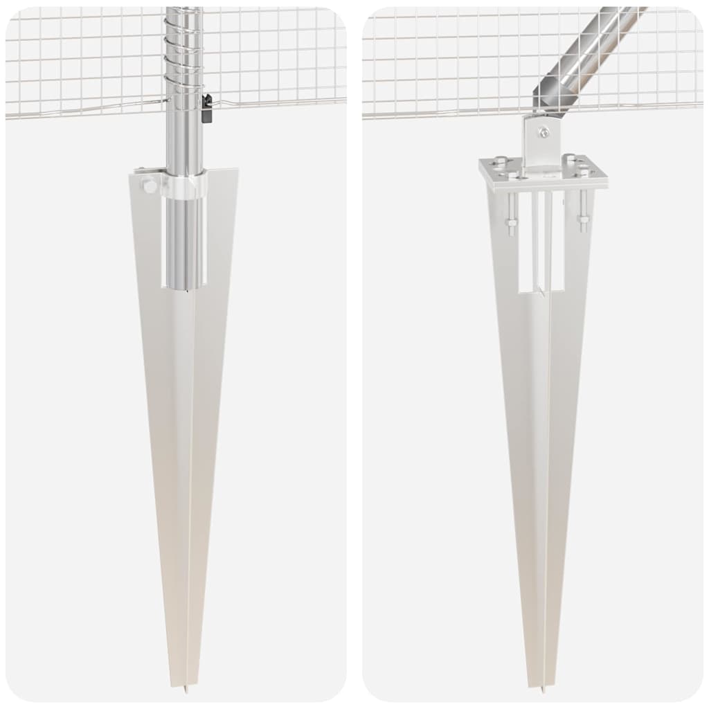 Zaun mit Pfosten Silber 0,6 x 100 m Stahl