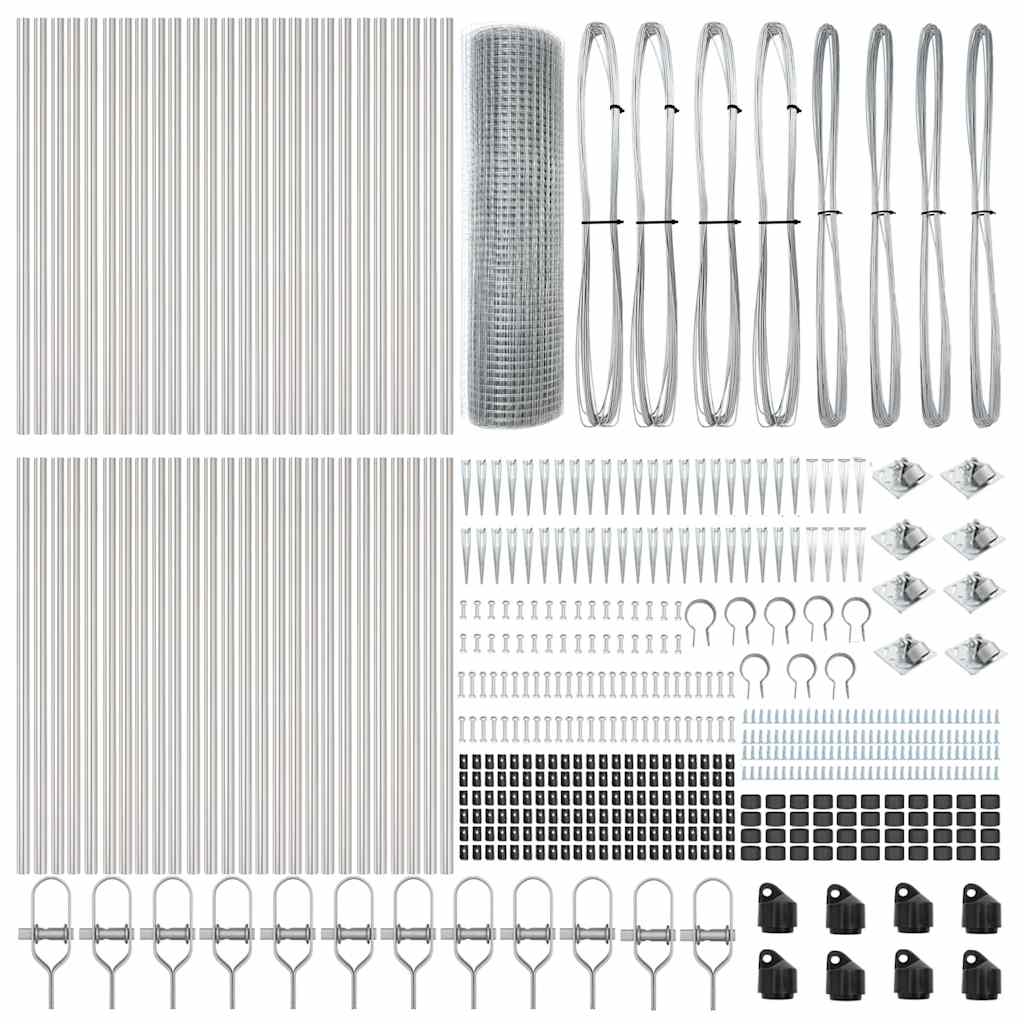 Zaun mit Pfosten Silber 0,6 x 100 m Stahl