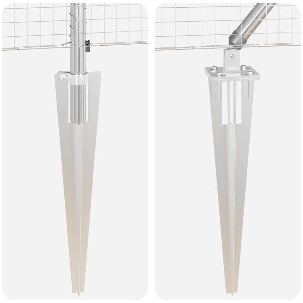 Zaun mit Pfosten Silber 0,6 x 100 m Stahl