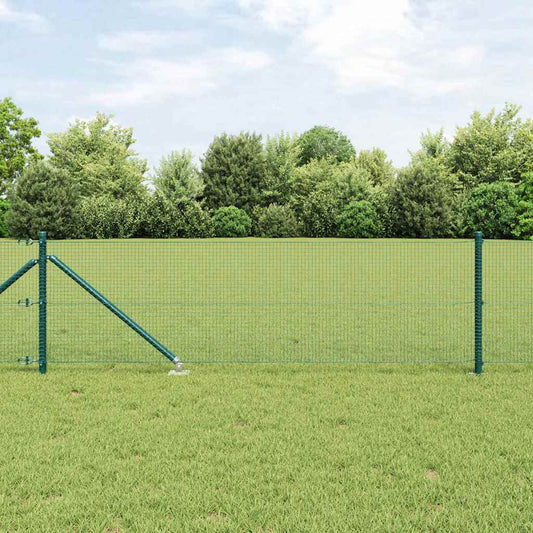 Zaun mit Pfosten Grün 0,4 x 10 m Stahl