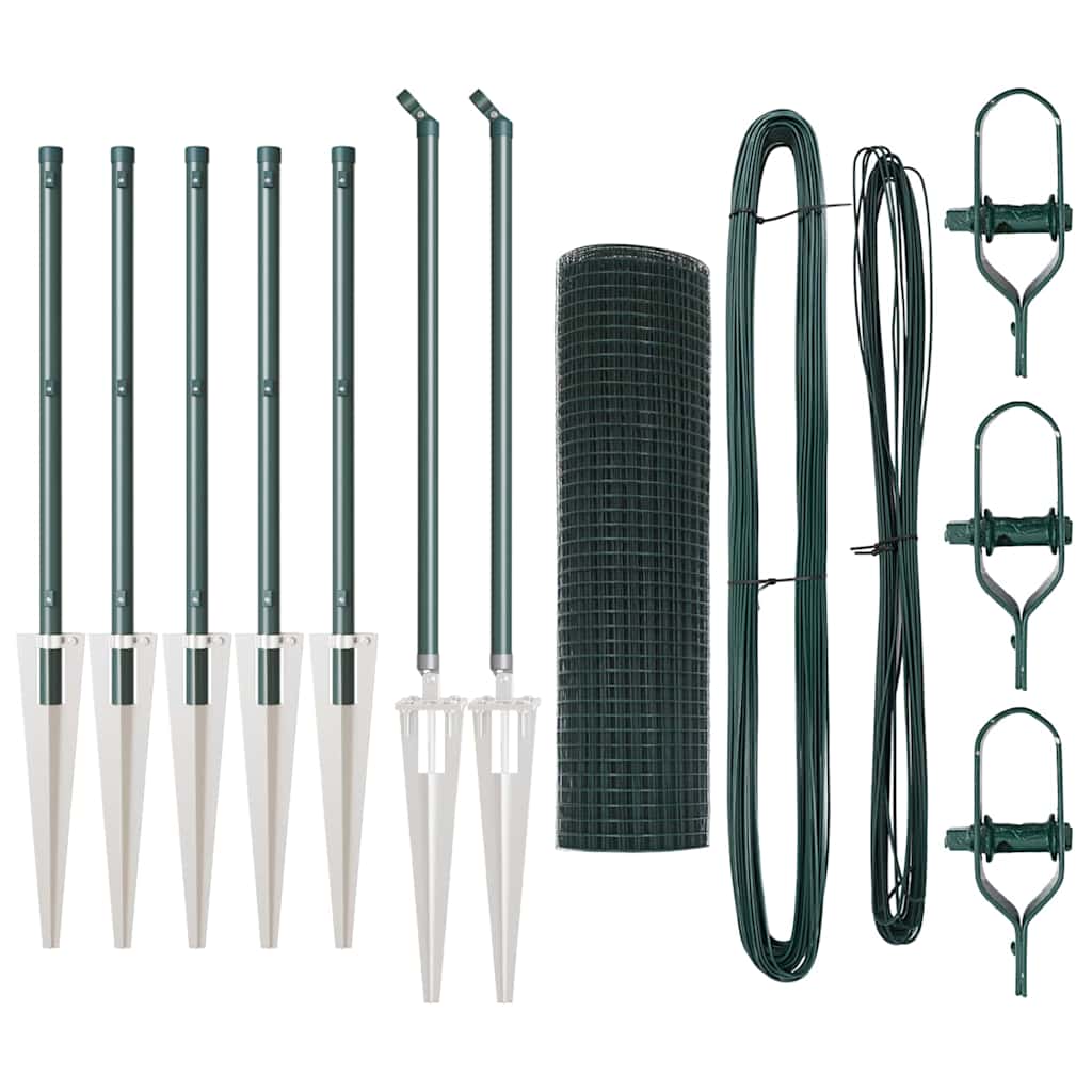 Zaun mit Pfosten Grün 0,4 x 10 m Stahl