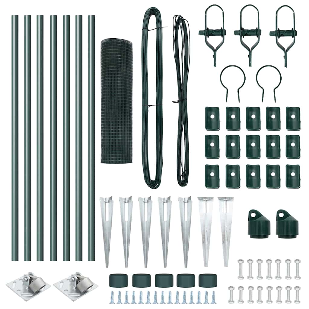 Zaun mit Pfosten Grün 0,4 x 10 m Stahl