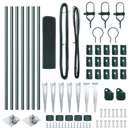 Zaun mit Pfosten Grün 0,4 x 10 m Stahl