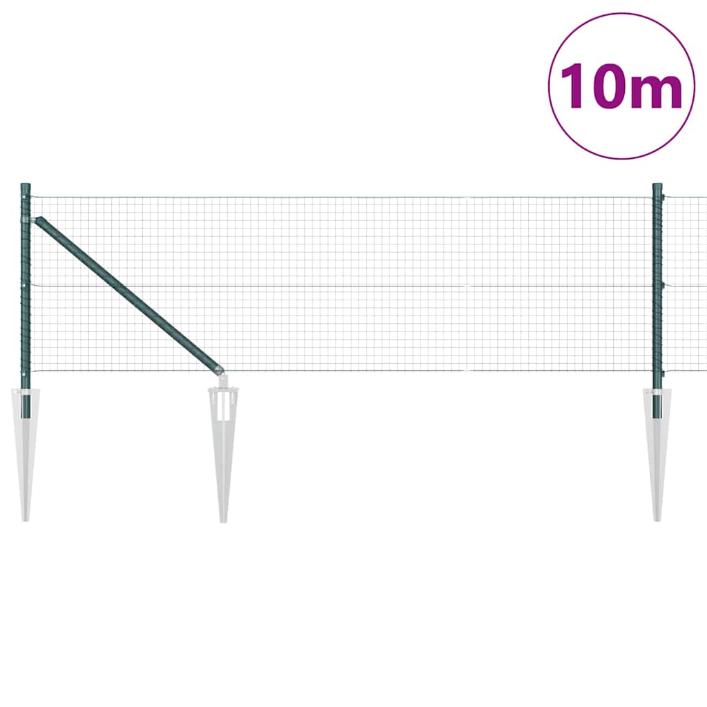 Zaun mit Pfosten Grün 0,5 x 10 m Stahl