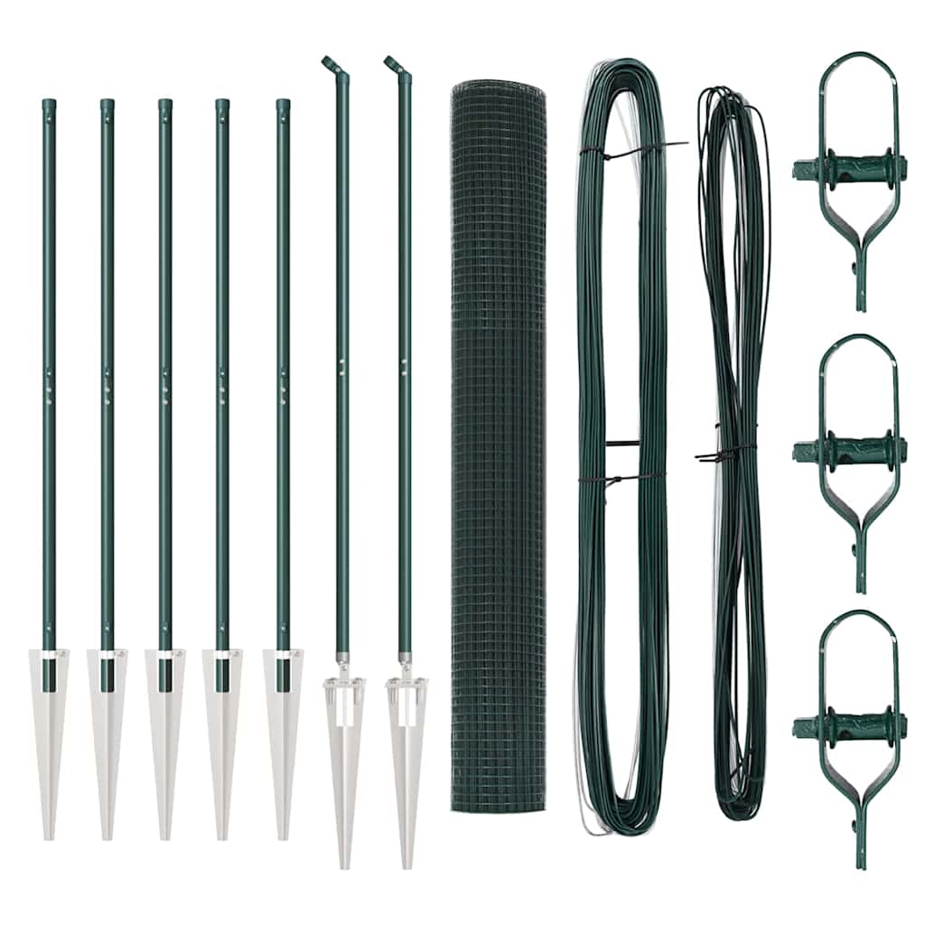 Zaun mit Pfosten Grün 1 x 10 m Stahl