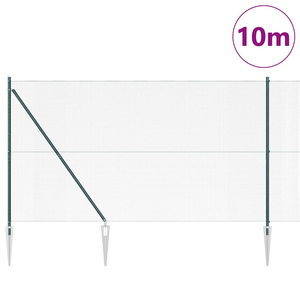 Zaun mit Pfosten Grün 1,6 x 10 m Stahl