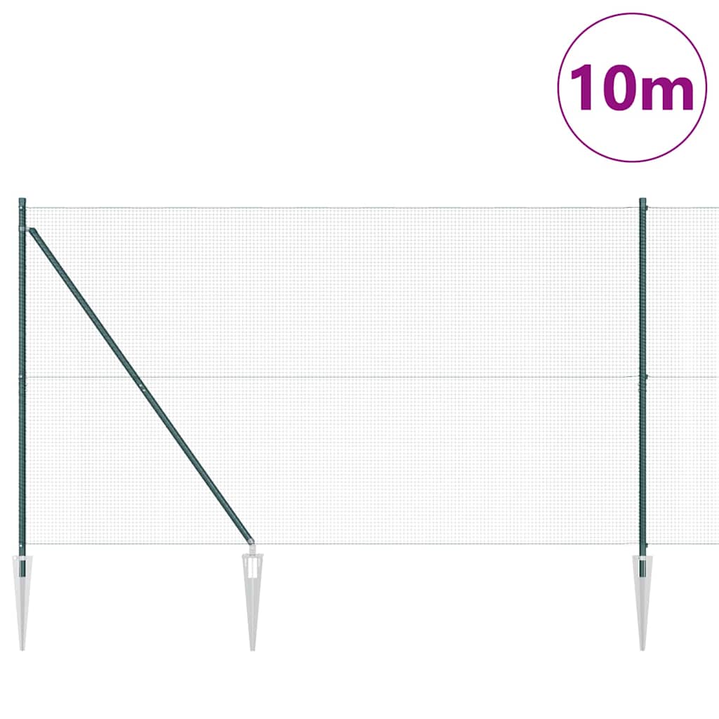 Zaun mit Pfosten Grün 1,6 x 10 m Stahl