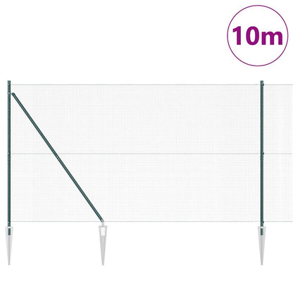 Zaun mit Pfosten Grün 1,6 x 10 m Stahl