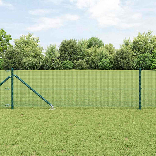 Zaun mit Pfosten Grün 0,4 x 25 m Stahl