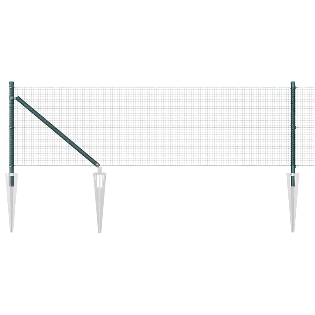 Zaun mit Pfosten Grün 0,4 x 25 m Stahl