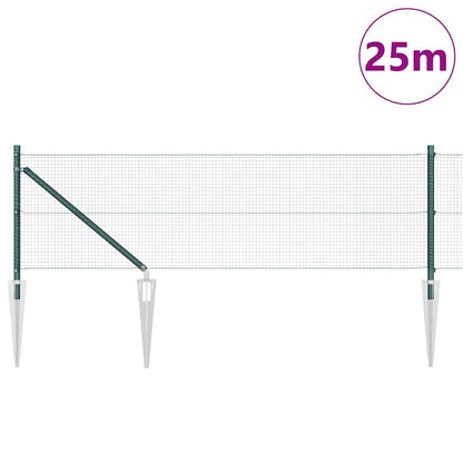 Zaun mit Pfosten Grün 0,5 x 25 m Stahl