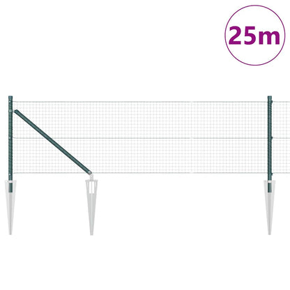 Zaun mit Pfosten Grün 0,6 x 25 m Stahl