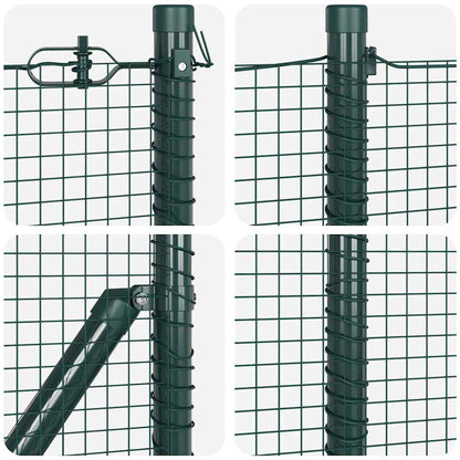 Zaun mit Pfosten Grün 1 x 25 m Stahl