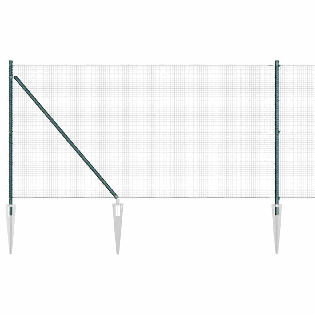Zaun mit Pfosten Grün 1 x 25 m Stahl