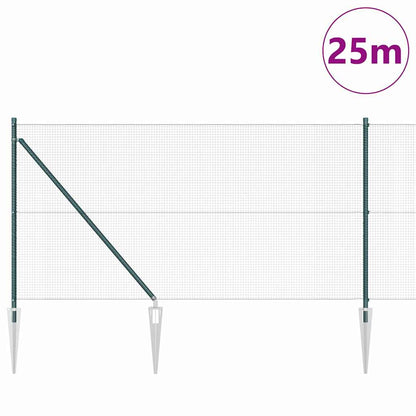 Zaun mit Pfosten Grün 1 x 25 m Stahl