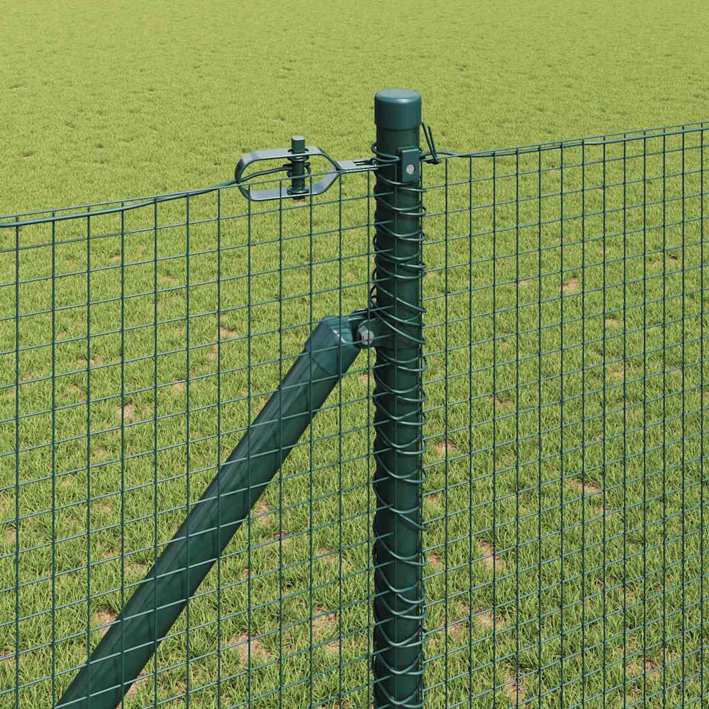 Zaun mit Pfosten Grün 1 x 25 m Stahl