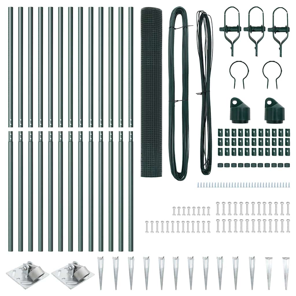 Zaun mit Pfosten Grün 1 x 25 m Stahl