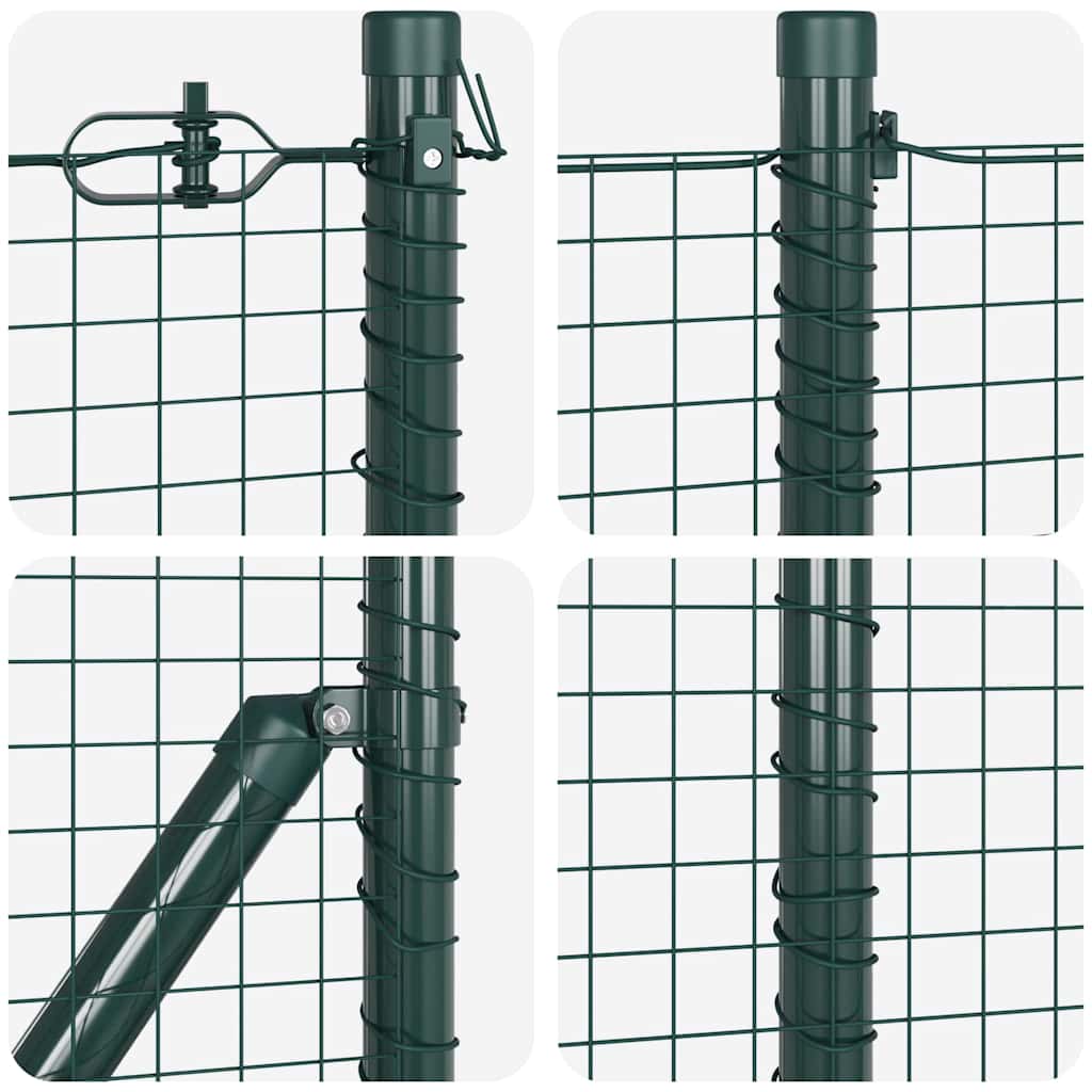 Zaun mit Pfosten Grün 1 x 25 m Stahl