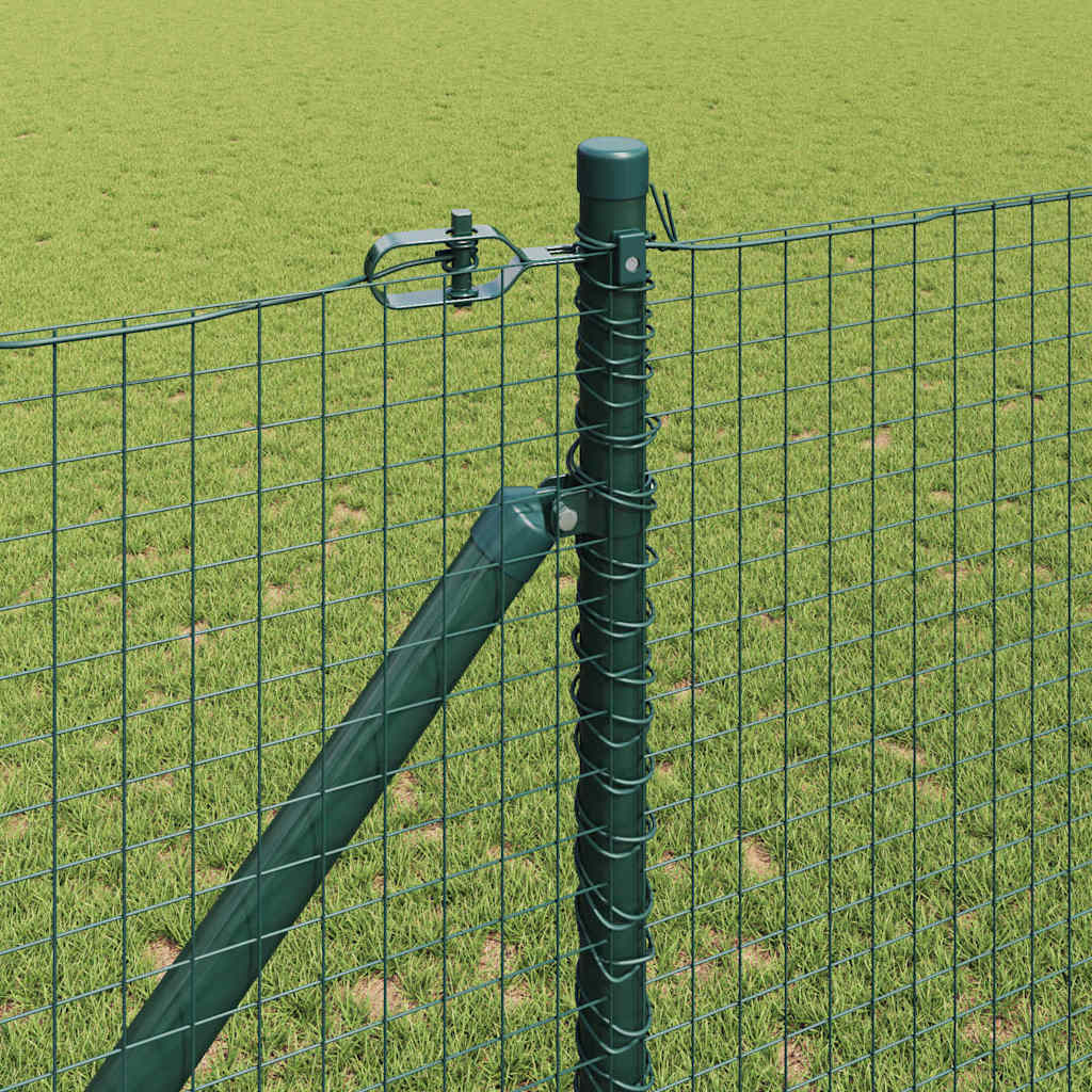Zaun mit Pfosten Grün 1 x 25 m Stahl