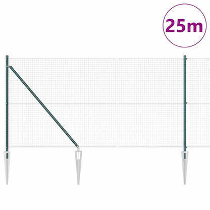 Zaun mit Pfosten Grün 1 x 25 m Stahl