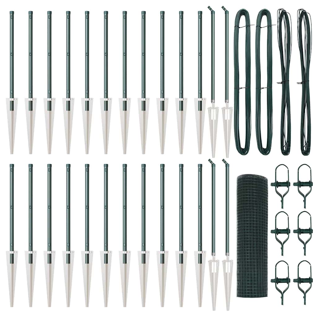 Zaun mit Pfosten Grün 0,8 x 50 m Stahl