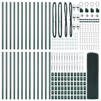 Zaun mit Pfosten Grün 1 x 50 m Stahl