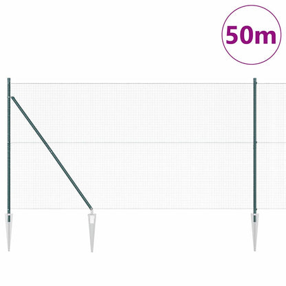 Zaun mit Pfosten Grün 1,4 x 50 m Stahl