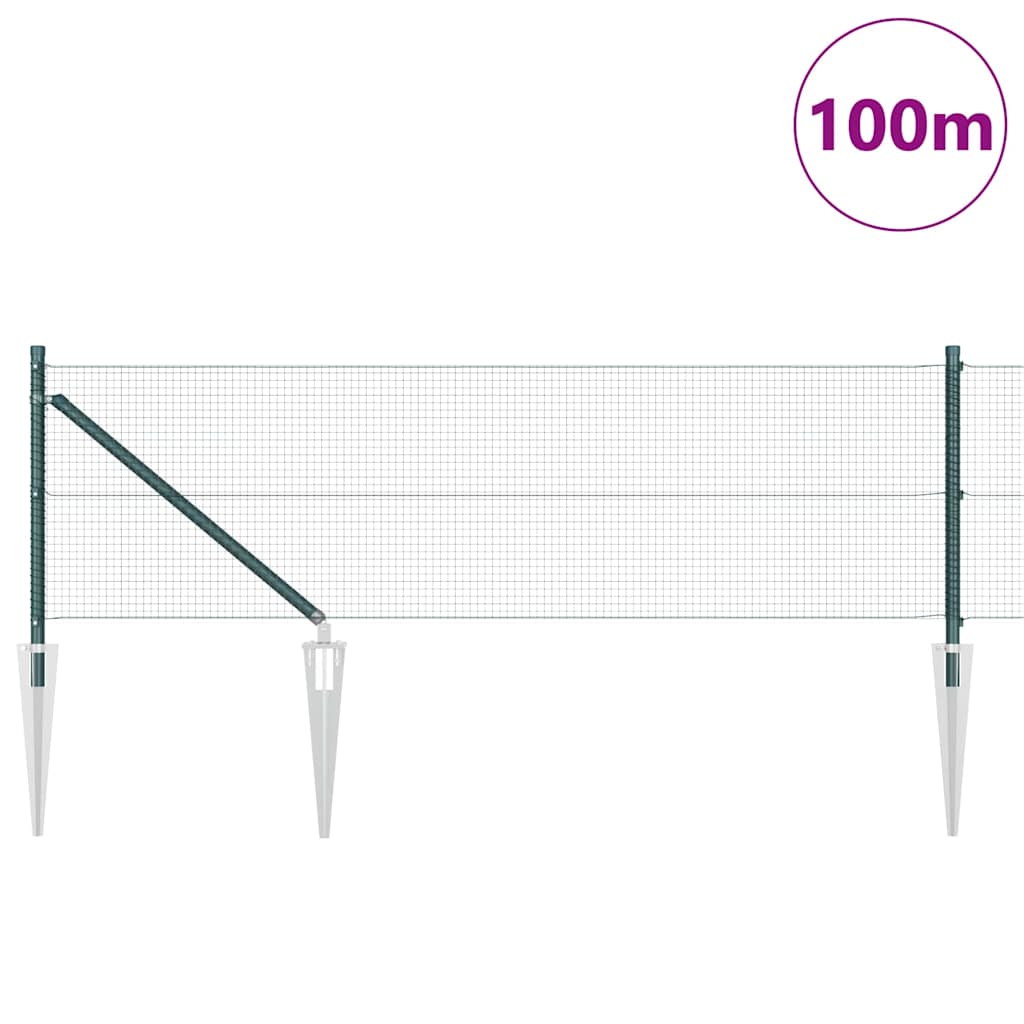 Zaun mit Pfosten Grün 0,5 x 100 m Stahl