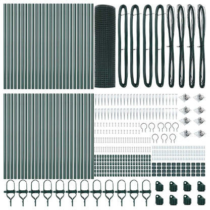 Zaun mit Pfosten Grün 1 x 100 m Stahl