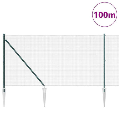 Zaun mit Pfosten Grün 1 x 100 m Stahl