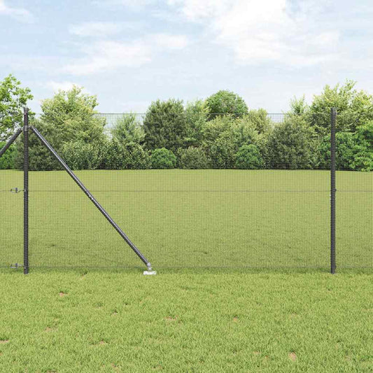 Zaun mit Pfosten Grau 1,2 x 10 m Stahl