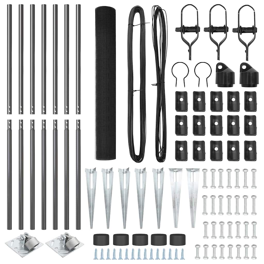 Zaun mit Pfosten Grau 1,2 x 10 m Stahl