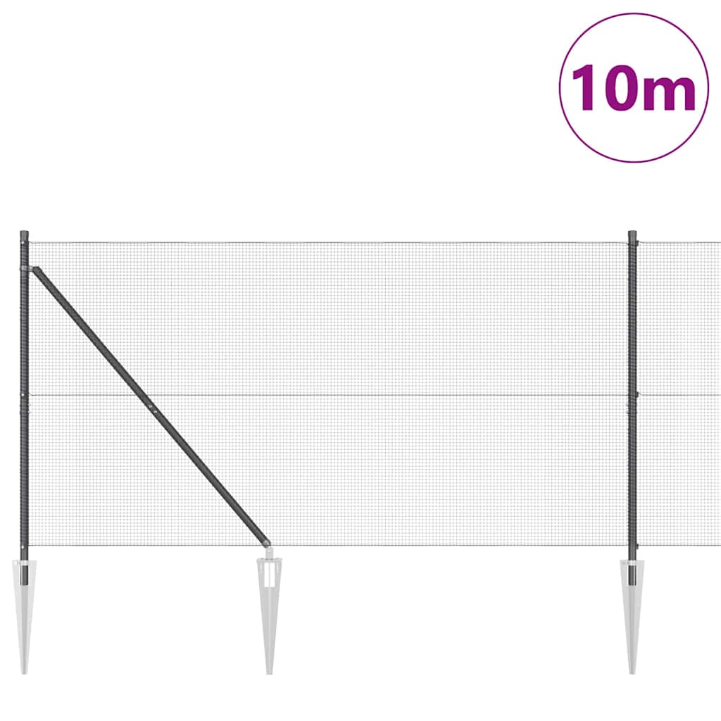 Zaun mit Pfosten Grau 1,2 x 10 m Stahl