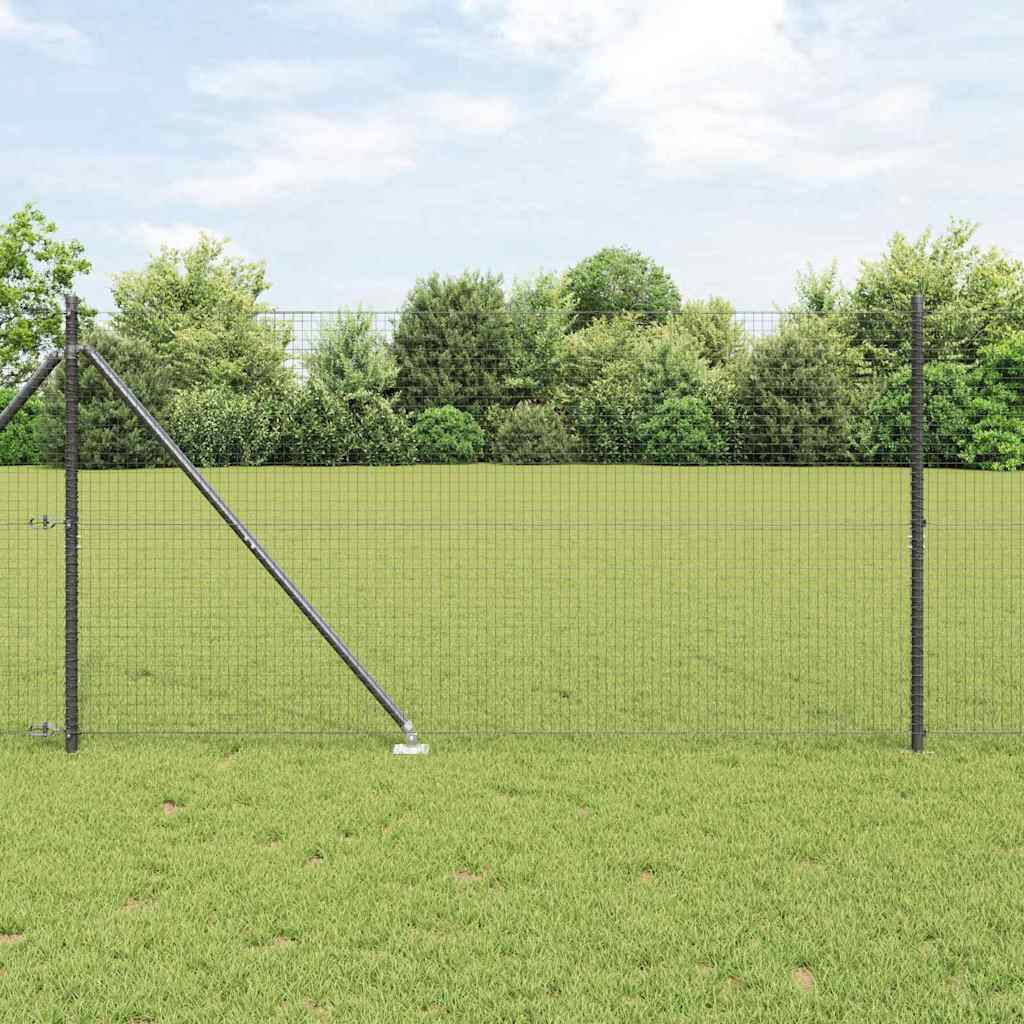 Zaun mit Pfosten Grau 1,2 x 10 m Stahl