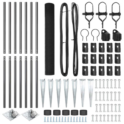 Zaun mit Pfosten Grau 1,4 x 10 m Stahl