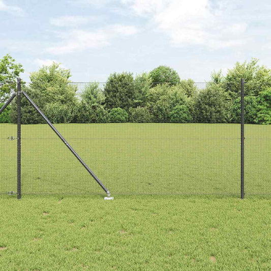 Zaun mit Pfosten Grau 1,4 x 10 m Stahl