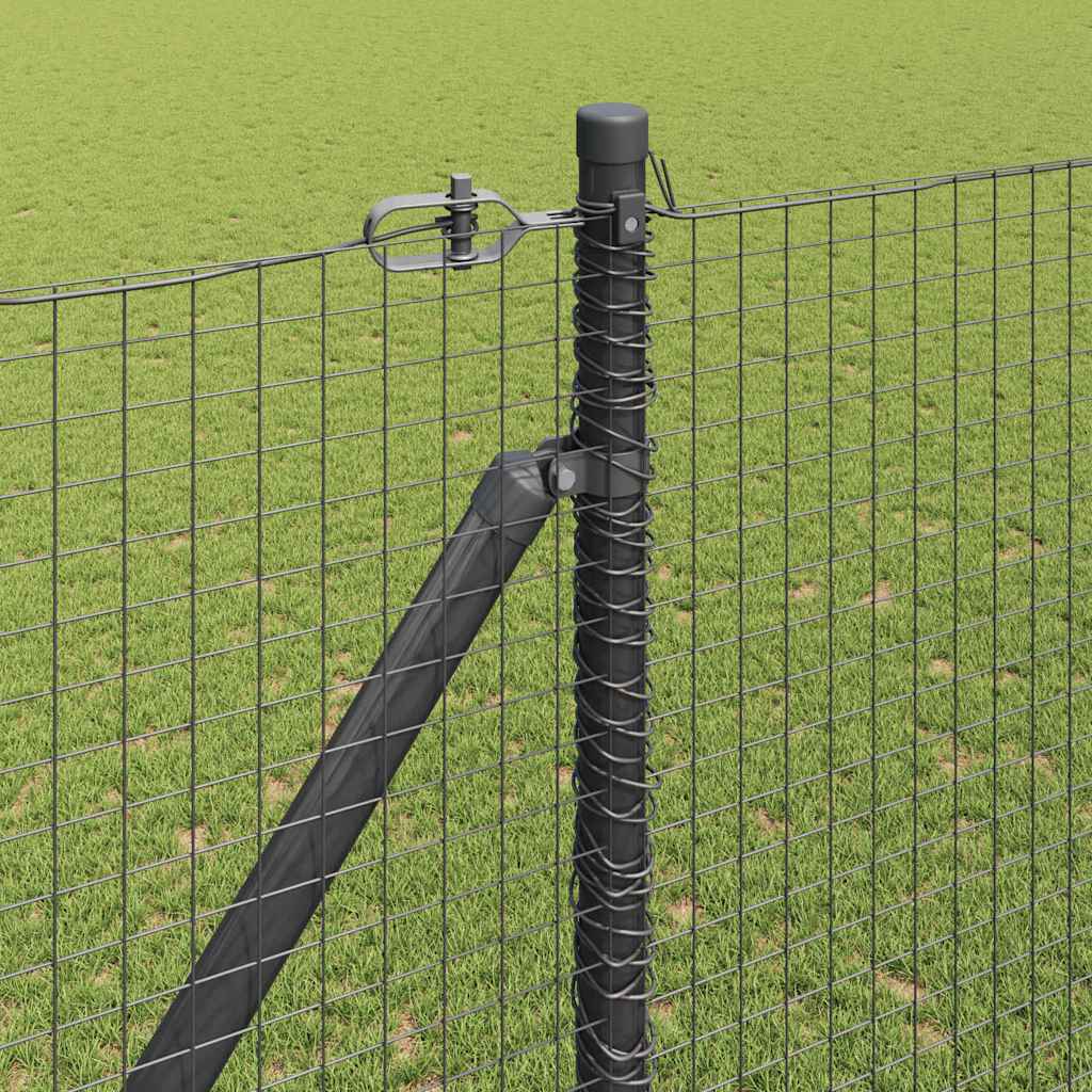 Zaun mit Pfosten Grau 1,5 x 10 m Stahl