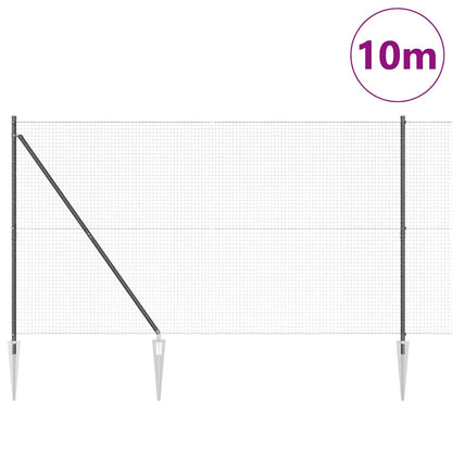 Zaun mit Pfosten Grau 1.5 x 10 m Stahl