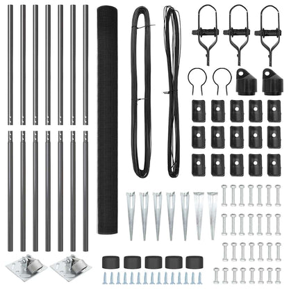 Zaun mit Pfosten Grau 1,6 x 10 m Stahl