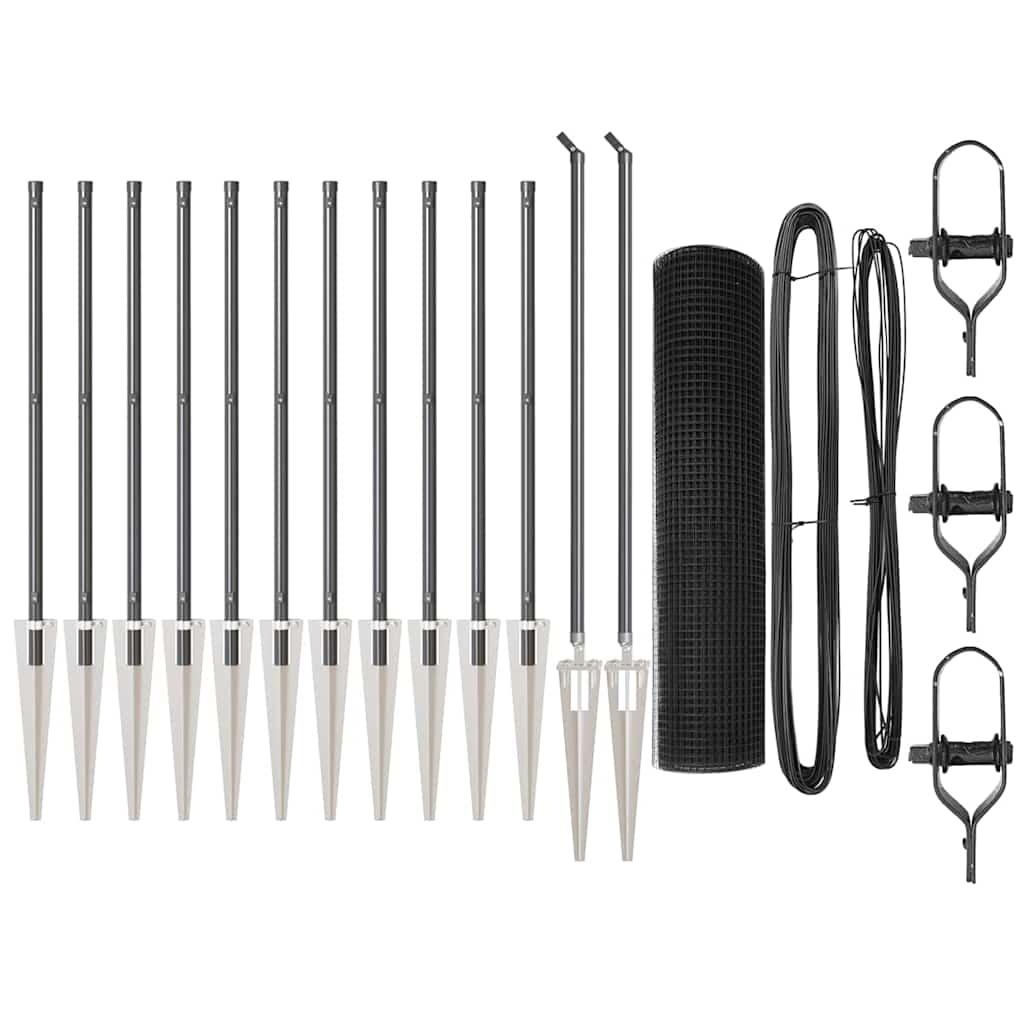 Zaun mit Pfosten Grau 0,4 x 25 m Stahl