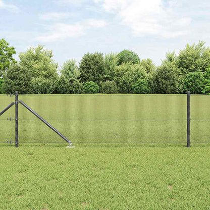 Zaun mit Pfosten Grau 0.8 x 25 m Stahl