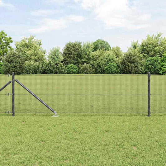 Zaun mit Pfosten Grau 0.8 x 25 m Stahl
