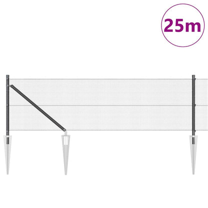 Zaun mit Pfosten Grau 0.8 x 25 m Stahl