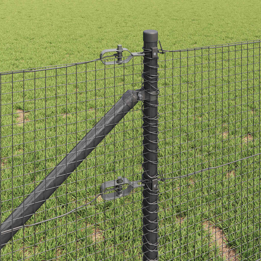 Zaun mit Pfosten Grau 0,8 x 25 m Stahl